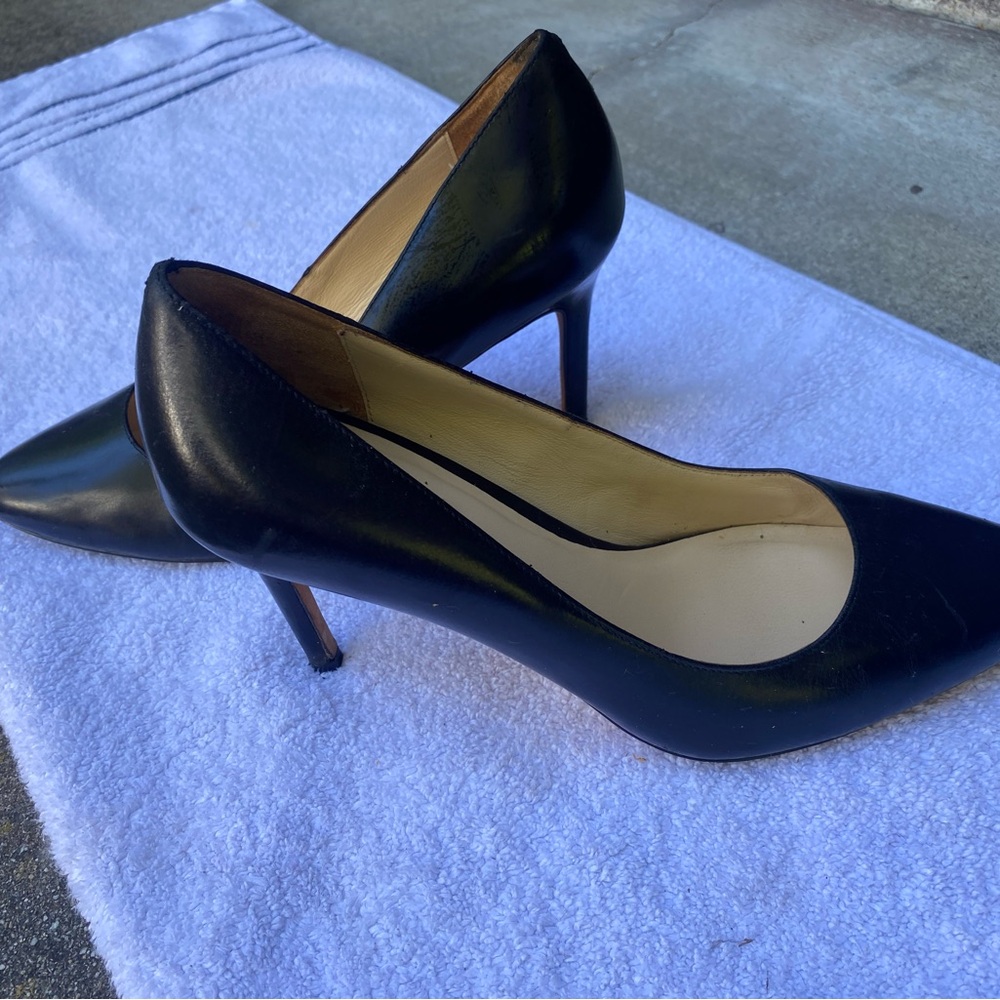 Cole Haan Black Leather Pointed-Toe Stiletto Pumps